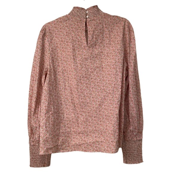 Pomander Place Women's Floral Smocked Modoc Top Mock Neck Blouse Size XL NWOT - Picture 3 of 8